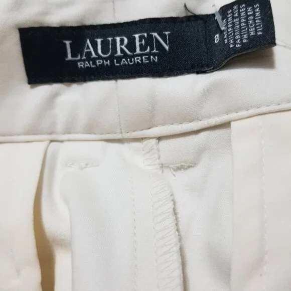 Ralph Lauren Pants Cropped Ankle Ivory Cream NWT 8 Office Modern Straight - Picture 2 of 8